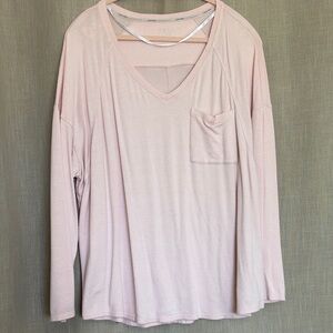 Calvin Klein Performance Soft Pink V-Neck Long Sleeve Tee